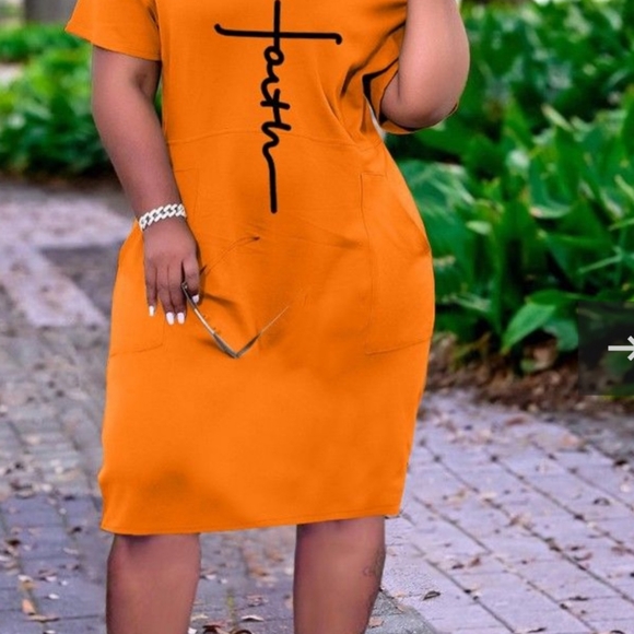 Olivia Marks Orange Faith Dress-Casual Dress with Pocket Detail NWOT - Picture 3 of 10